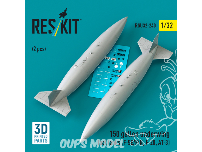 ResKit RSU32-0240 Réservoirs de carburant sous les ailes de 50 gallons F-5E, F, N, F-20, AT-3 2 unités 1/35
