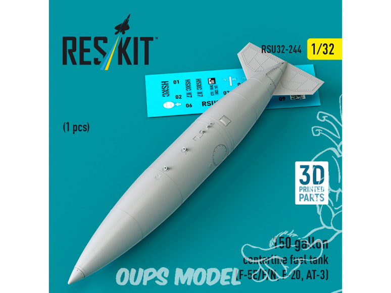 ResKit RSU32-0244 Réservoir de carburant central de 150 gallons F-5E/F/N, F-20, AT-3 1 pièce 1/35