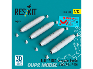 ResKit kit RS32-0578 Bombes au napalm BLU-1A 750 lb 4 pièces Impression 3D 1/32 ResKit kit RS32-0578 Bombes au napalm BLU-1A 750 lb 4 pièces Impression 3D 1/32