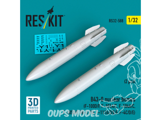 ResKit kit RS32-0588 Bombes nucléaires B43-0 2 pièces, imprimées en 3D 1/32
