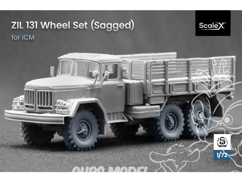 ScaleX accessoire militaire WM-72001S ZIL 131 set de roues affaissées Icm 1/72