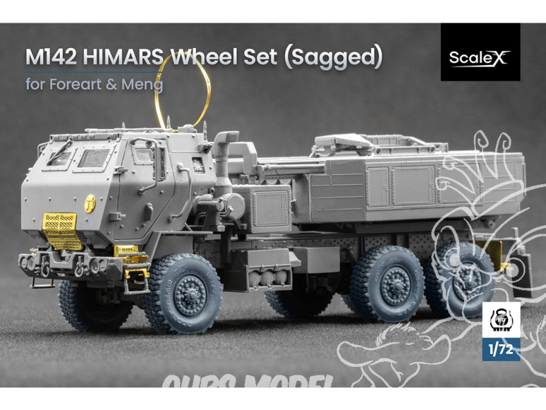 ScaleX accessoire militaire WM-72002S HIMARS set de roues affaissées Foreart / Meng 1/72