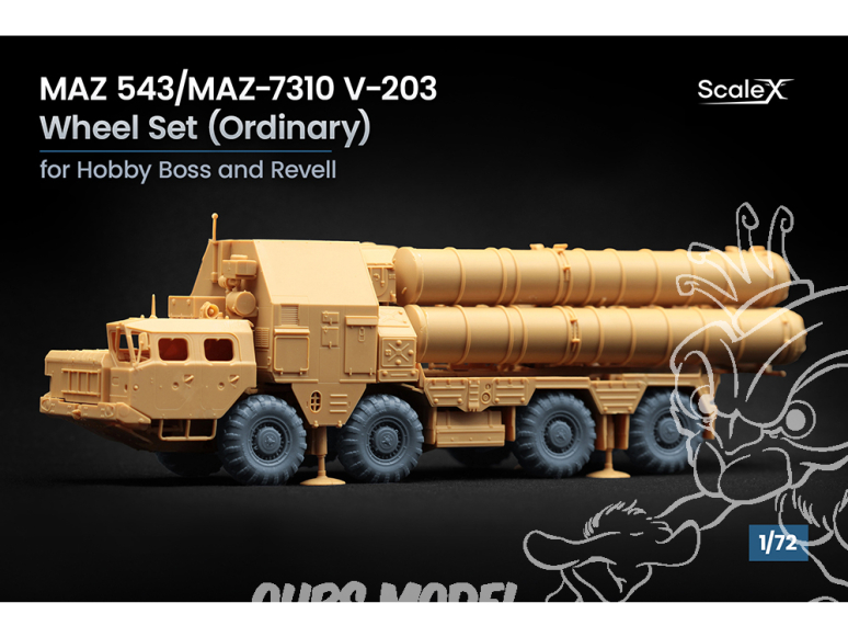 ScaleX accessoire militaire WM-72006 MAZ 543/MAZ-7310 V-203 set de roues ordinaires Hobby Boss / Revell 1/72