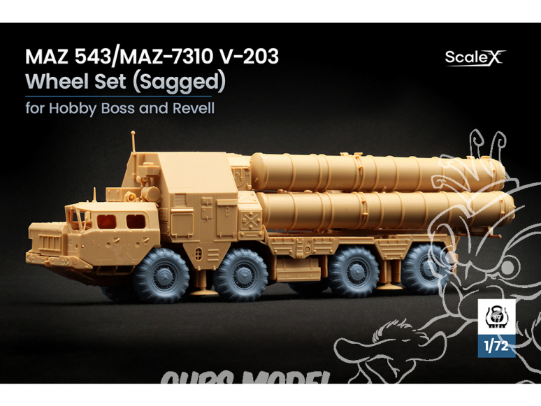 ScaleX accessoire militaire WM-72006S MAZ 543/MAZ-7310 V-203 set de roues affaissées Hobby Boss / Revell 1/72