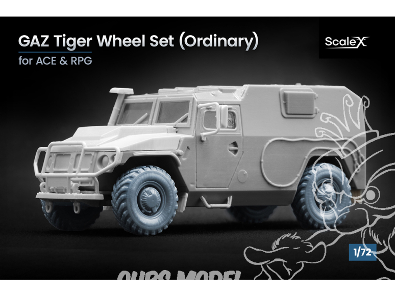 ScaleX accessoire militaire WM-72009 GAZ Tiger set de roues ordinaires Ace / RPG 1/72