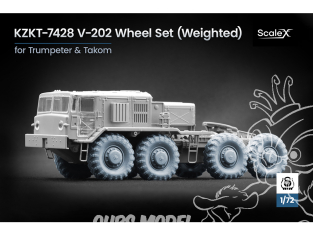 ScaleX accessoire militaire WM-72011S KZKT-7428 V-202 set de roues affaissées Takom / Trumpeter 1/72