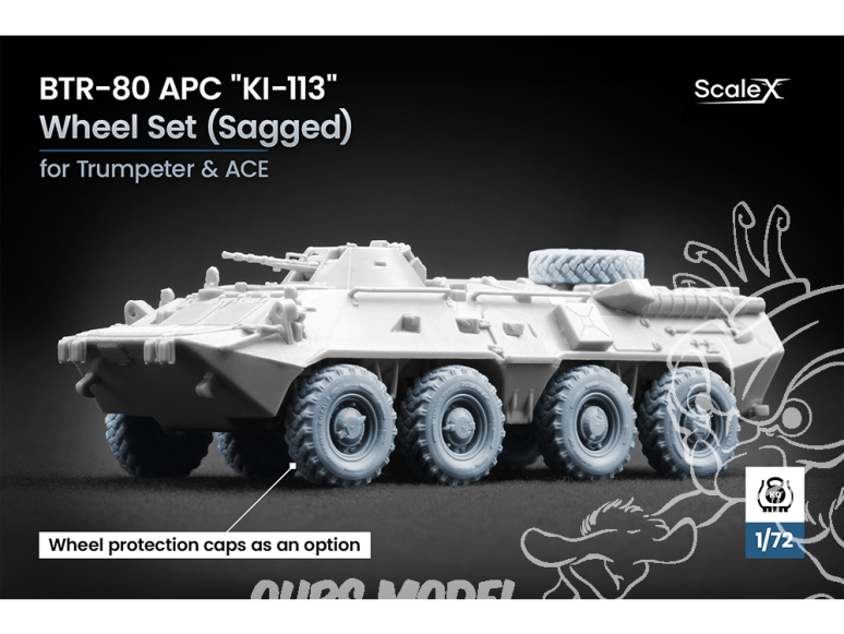 ScaleX accessoire militaire WM-72013S BTR-80 APC KI-113 set de roues affaissées Ace / Trumpeter 1/72
