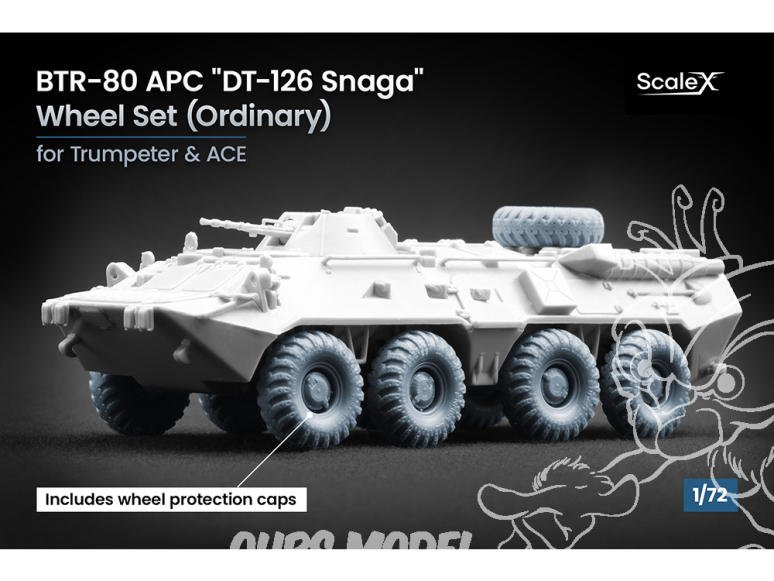 ScaleX accessoire militaire WM-72014 BTR-80 APC DT-126 Snaga set de roues ordinaires Ace / Trumpeter 1/72