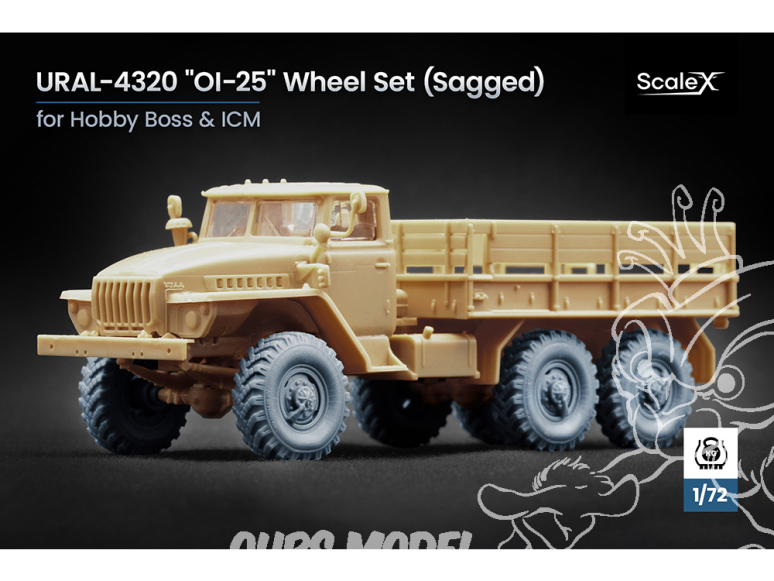 ScaleX accessoire militaire WM-72016S URAL-4320 OI-25 set de roues affaissées Hobby Boss / Icm 1/72
