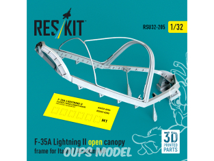 ResKit RSU32-0205 Cadre de verrière Ouverte pour F-35A Lightning II kit Italeri et Academy impression 3D 1/32