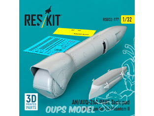 ResKit RSU32-0177 Nacelle de missiles AN/AVQ-26A PAVE avec pylône pour F-4 Phantom II impression 3D 1/32