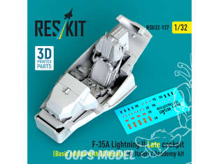 ResKit RSU32-0137 F-35A Lightning II cockpit tardif édition basic décalcomanies 3D pour Italeri / Academy 3D 1/32