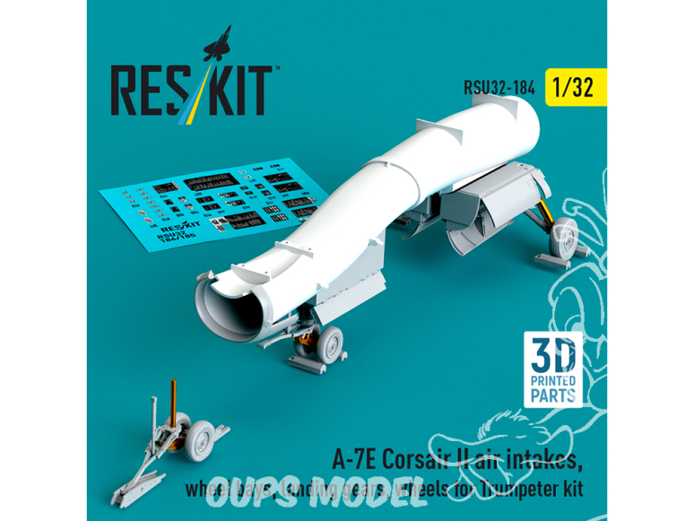 ResKit RSU32-0184 Entrées d'air, puits de train et train d'atterrissage + roues kit Trumpeter A-7E Corsair II 3D 1/32
