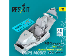 ResKit RSU32-0227 F-35C Lightning II cockpit tardif, édition de base avec décalcomanies 3D kit Trumpeter Imprimé 3D 1/32