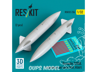 ResKit RSU32-0236 Réservoirs de carburant sous les ailes du Tornado 2250L RAF, RSAF 2 p Imprimé 3D 1/32