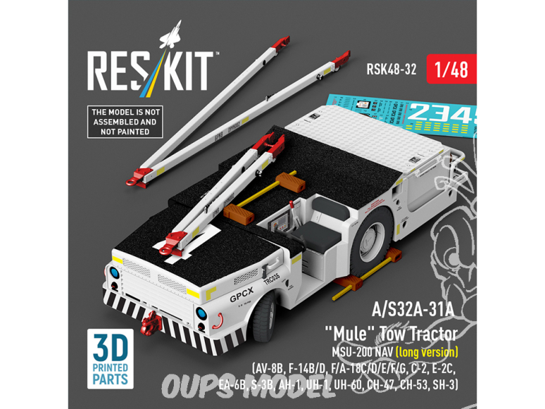 ResKit kit RSK35-0032 Kit imprimée en 3D du tracteur de remorquage Mule A/S32A-31A MSU-200 NAV version longue 1/48
