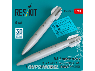 ResKit kit RS48-0589 Bombes nucléaires B43-1 2 pièces, imprimées en 3D 1/48