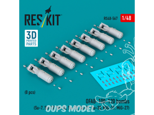 ResKit kit RS48-0567 Bombes OFAB-100-120, lot de 8 imprimés en 3D 1/48