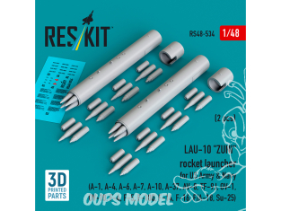 ResKit kit RS48-0534 Lance-roquettes LAU-10 ZUN » armée et la marine américaines 2pcs 3D imprimées en 3D 1/48
