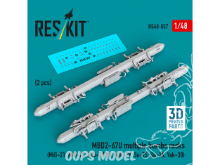 ResKit kit RS48-0557 Supports pour bombes multiples MBD2-67U 2pièces imprimées en 3D 1/48