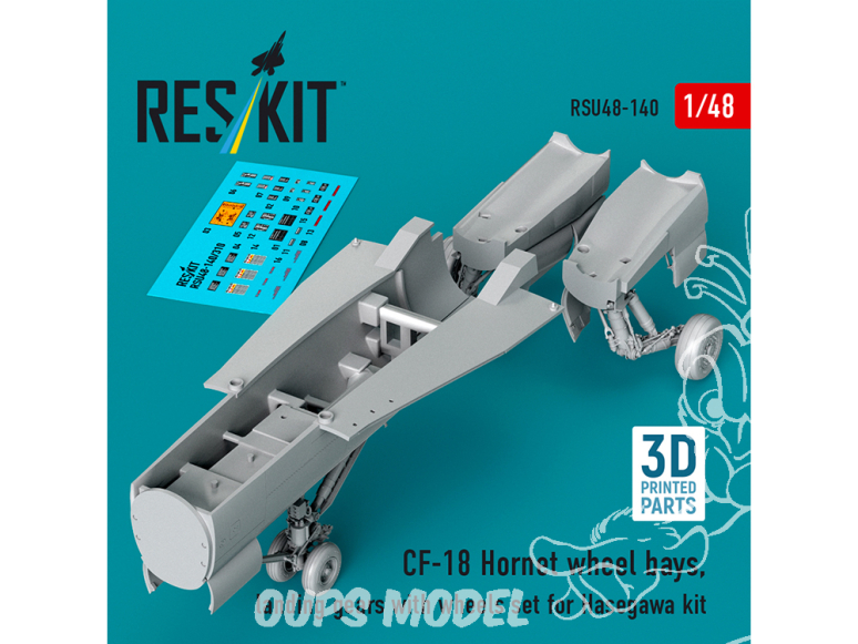 ResKit kit d'amelioration avion RSU48-0140 Baies train d'atterrissage avec roues pour maquette Hasegawa du CF-18 Hornet 3D 1/48