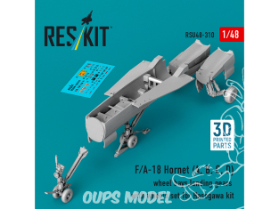 ResKit kit d'amelioration avion RSU48-0310 F/A-18A, B, C, D Baies train d'atterrissage avec roues kit Hasegawa 3D 1/48