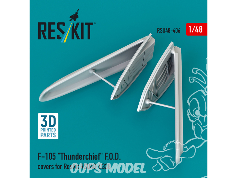 ResKit kit d'amelioration avion RSU48-0406 Couvercles F.O.D. pour F-105 Thunderchief pour ResKit RSU48-0338 imprimés en 3D 1/48