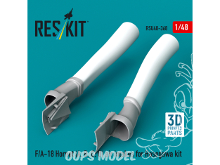 ResKit kit d'amelioration avion RSU48-0368 F/A-18 HornetA, B, C, D air intakes pour Hasegawa kit 3D Printed 1/48