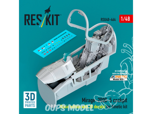 ResKit kit d'amelioration avion RSU48-0464 Cockpit Mirage-2000-5 édition de base avec décalcomanies 3D pour kit Kinetic 1/48