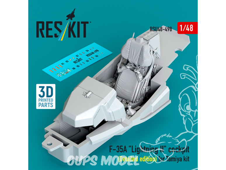 ResKit kit d'amelioration avion RSU48-0498 Cockpit du F-35A Lightning II édition détaillée pour Kit Tamiya 1/48