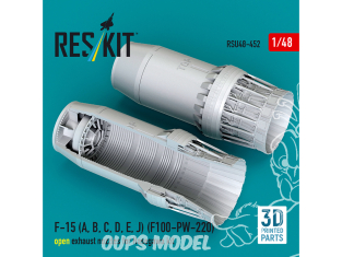 ResKit kit d'amelioration avion RSU48-0452 Tuyères d'échappement ouvertes F100-PW-220 pour F-15A, B, C, D, E, J Hasegawa 3D 1/48