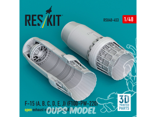 ResKit kit d'amelioration avion RSU48-0453 Tuyères d'échappement ouvertes F100-PW-220 pour F-15A, B, C, D, E, J Revell 3D 1/48