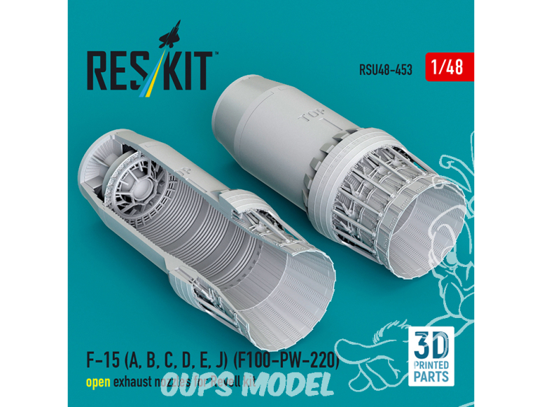 ResKit kit d'amelioration avion RSU48-0453 Tuyères d'échappement ouvertes F100-PW-220 pour F-15A, B, C, D, E, J Revell 3D 1/48