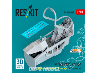 ResKit kit d'amelioration avion RSU48-0462 Cockpit Mirage-2000C édition de base avec décalcomanies 3D pour kit Kinetic 1/48