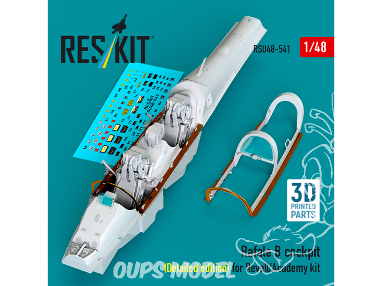 ResKit kit d'amelioration avion RSU48-0541 Cockpit Rafale B Édition détaillée kit Revell et Academy 3D 1/48