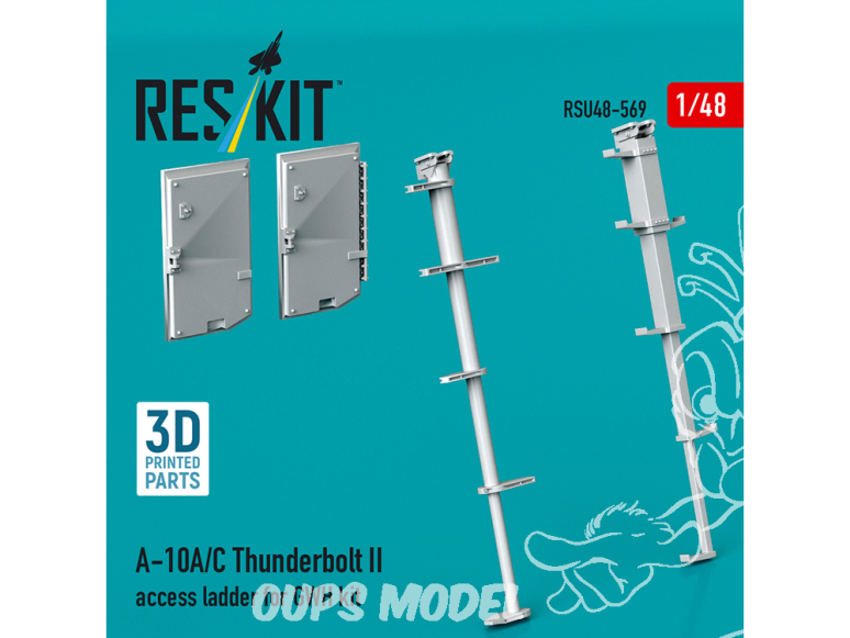 ResKit kit d'amelioration avion RSU48-0569 Échelle d'accès A-10A/C Thunderbolt II pour kit GWH imprimée en 3D 1/48