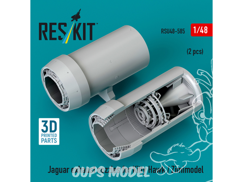 ResKit kit d'amelioration avion RSU48-0585 Buses d'échappement Jaguar pour Kitty Hawk et Zimimodel imprimées en 3D 1/48