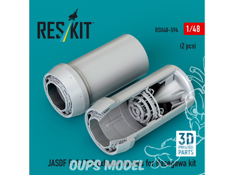 ResKit kit d'amelioration avion RSU48-0594 Tuyères d'échappement JASDF F-1/T-2 pour kit Hasegawa (impression 3D) 1/48