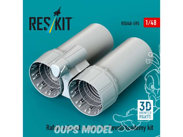 ResKit kit d'amelioration avion RSU48-0595 Tuyères d'échappement du Rafale pour maquette Revell et Academy imprimées en 3D 1/48