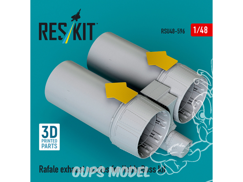 ResKit kit d'amelioration avion RSU48-0596 Tuyères d'échappement du Rafale pour maquette HobbyBoss imprimées en 3D 1/48
