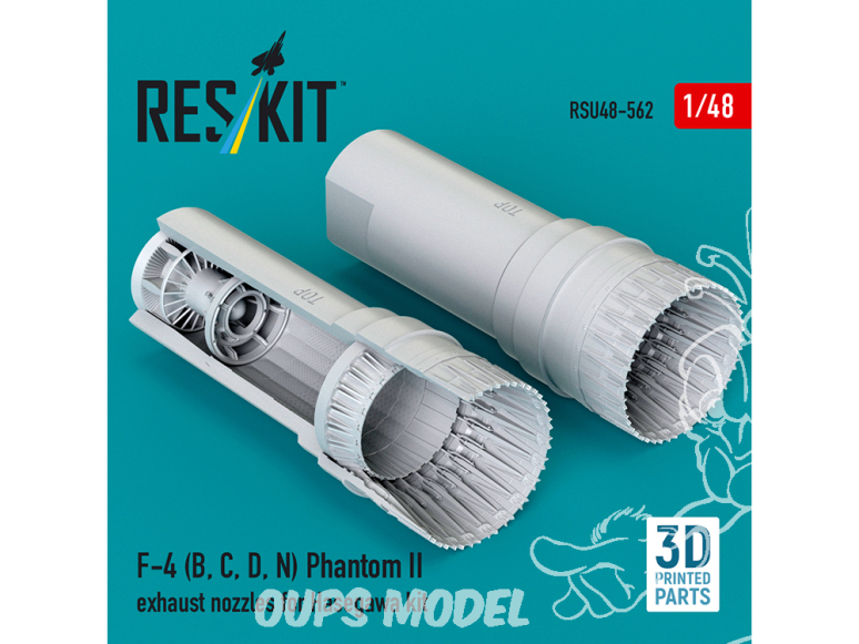ResKit kit d'amelioration avion RSU48-0562 Tuyères d'échappement kit Hasegawa F-4B, ​​C, D, N Phantom II impression 3D 1/48