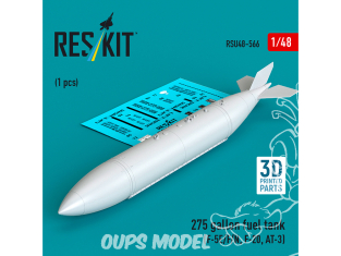 ResKit kit d'amelioration Avion RSU48-0566 Réservoir de carburant de 275 gallons F-5E/F/N, F-20, AT-3 1/48