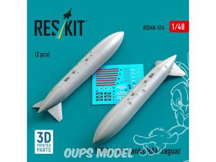 ResKit kit d'amelioration Avion RSU48-0576 Réservoirs de carburant de 1200 L pour Jaguar de la RAF 2 piéces 1/48