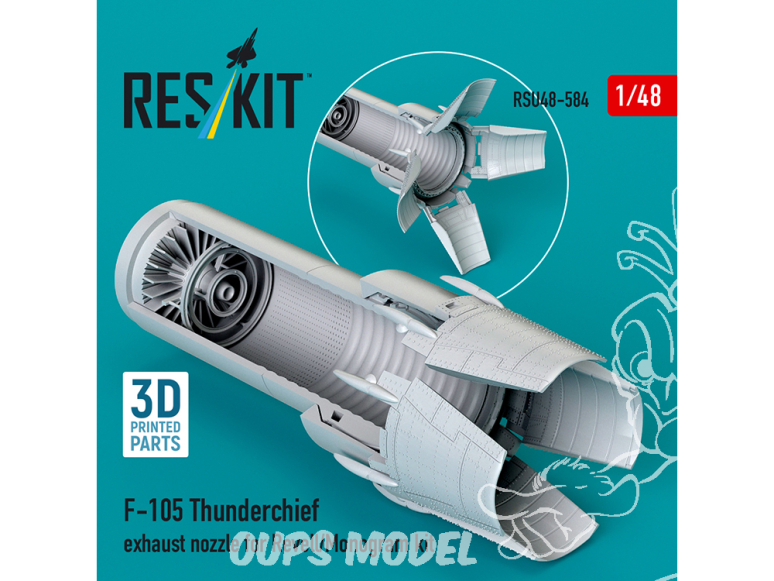 ResKit kit d'amelioration avion RSU48-0584 Buse d'échappement du F-105 Thunderchief pour kit Revell/Monogram imprimé en 3D 1/48