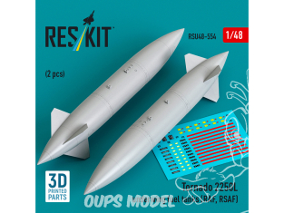 ResKit kit d'amelioration Avion RSU48-0554 Réservoirs carburant sous les ailes Tornado 2250L RAF RSAF 2p Impression 3D 1/48
