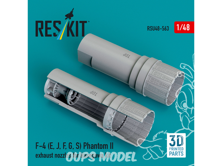 ResKit kit d'amelioration avion RSU48-0563 Tuyères d'échappement kit Hasegawa F-4E,J,F,G,S Phantom II impression 3D 1/48