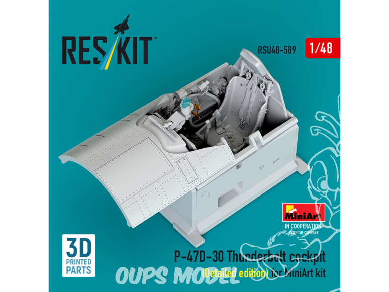 ResKit kit d'amelioration avion RSU48-0589 Cockpit P-47D-30 Thunderbolt, Édition détaillée kit MiniArt 1/48