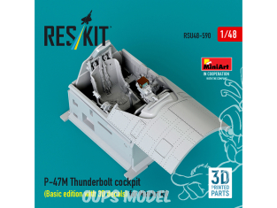 ResKit kit d'amelioration avion RSU48-0590 Cockpit P-47M Thunderbolt, édition de base avec décalco 3D kit MiniArt 1/48