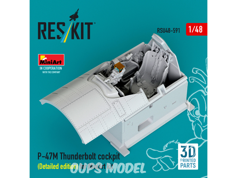 ResKit kit d'amelioration avion RSU48-0591 Cockpit P-47M Thunderbolt, Édition détaillée kit MiniArt 1/48