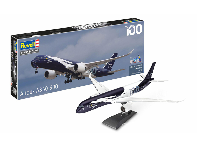 Revell maquette avion 05612 Gift Set A350-900 Lufthansa 100 ans avec peinture et accessoires de base 1/144